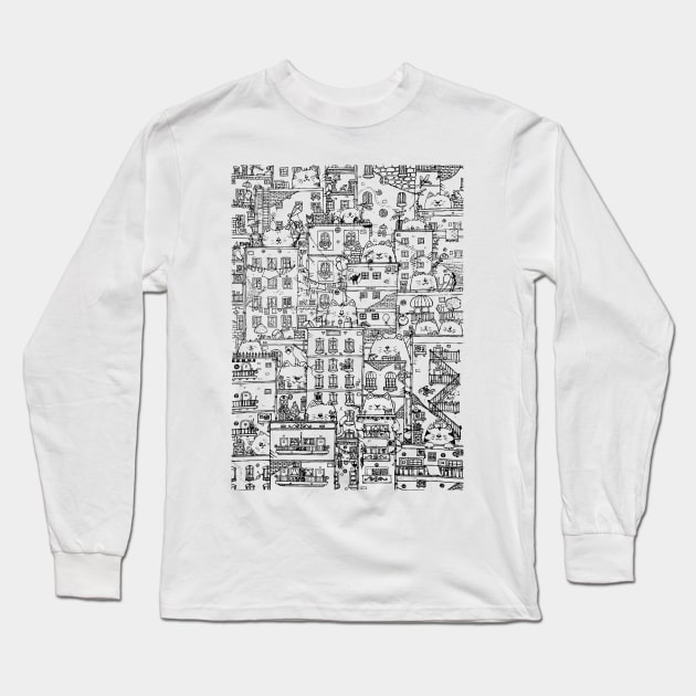 Cats and the city.first edition Long Sleeve T-Shirt by mangulica